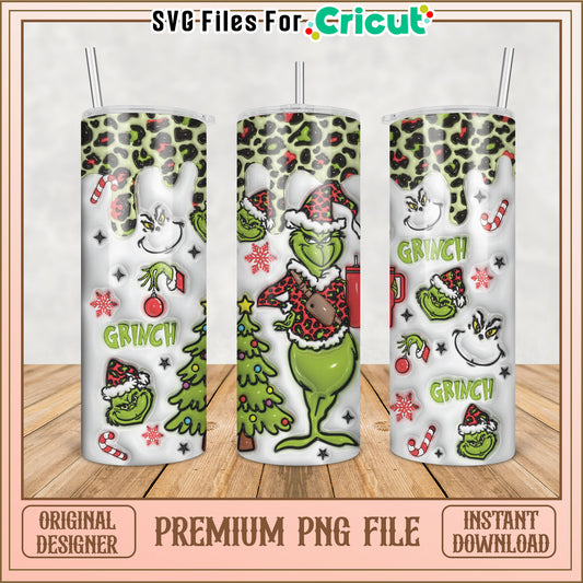 Grinch Tumbler PNG Design for Cricut Holiday Crafts Download