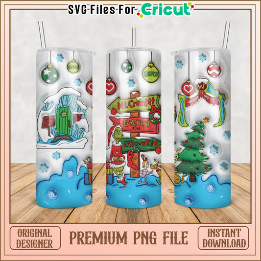 Grinch Tumbler PNG Sublimation