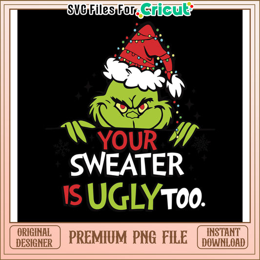 Grinch Ugly Sweater Design for Cricut, Perfect for Holiday Projects