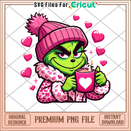 Grinch Valentine PNG Cozy Coffee Mug Design