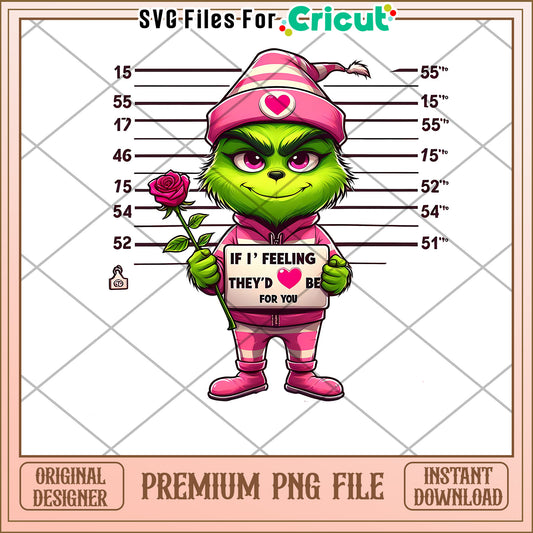 Grinch Valentine PNG File for Cricut Design Projects