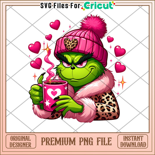 Grinch Valentine PNG File for Cricut Projects Download