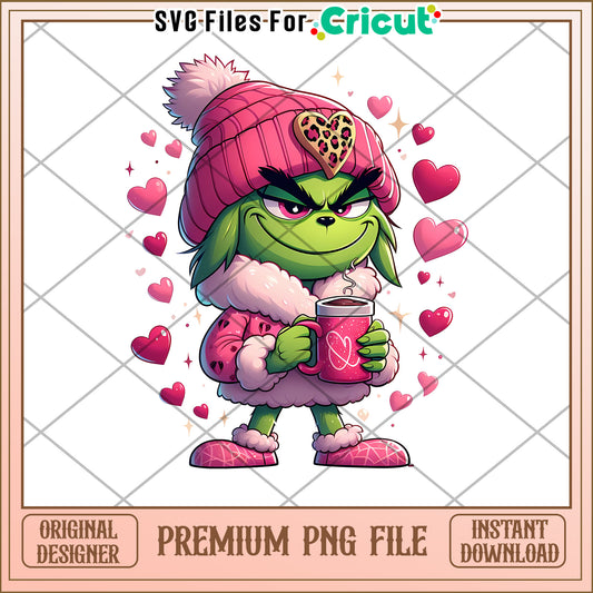 Grinch Valentines PNG Sublimation Design