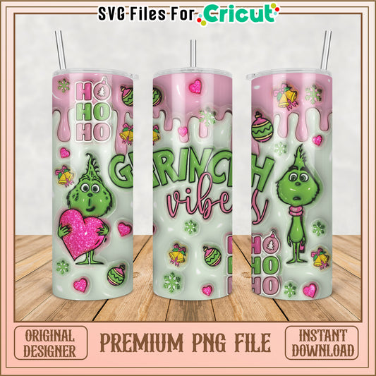 Grinch Vibes Christmas Tumbler PNG