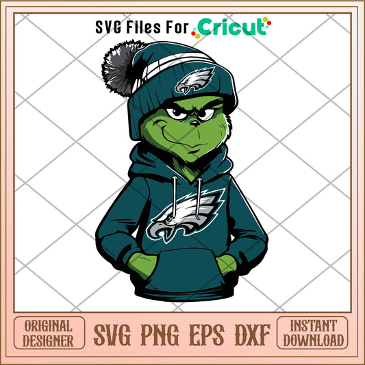 Grinch Wear Philadelphia Eagles Shirt Logo Svg, american eagle grinch​ svg