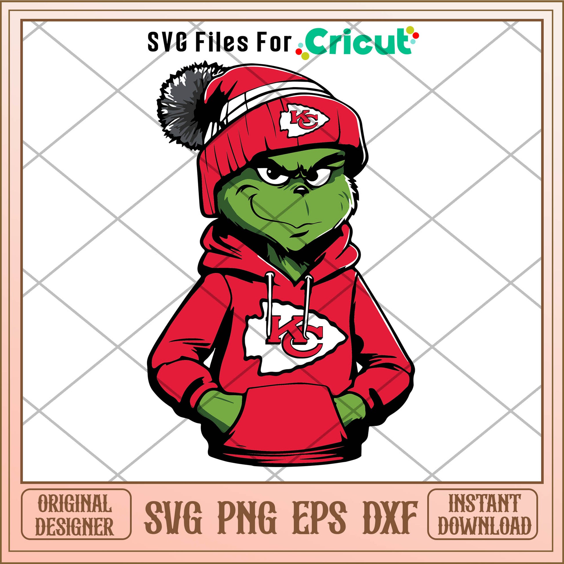 Grinch Wears Kansas City Chiefs Clothes Svg, boys grinch​ svg