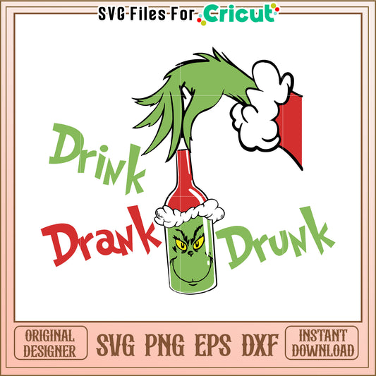 Grinch Wine SVG Design Instant Download