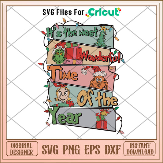 Grinch Wonderful Time Of The Year SVG, grinch picture frames​ svg