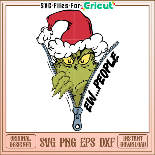 Grinch Zip SVG Instant Download