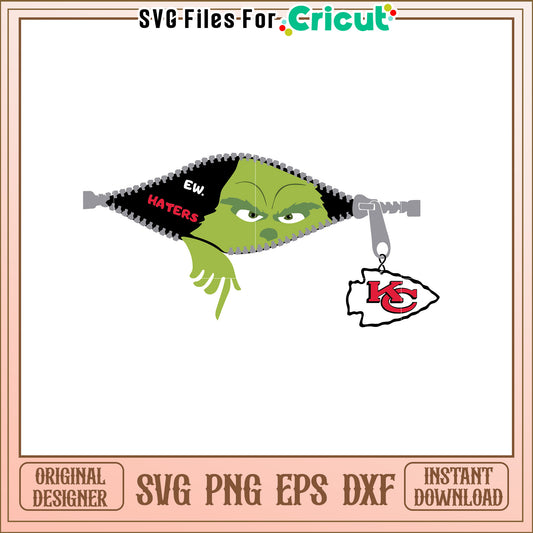 Grinch Zipper SVG Design for Unique Apparel Gifts