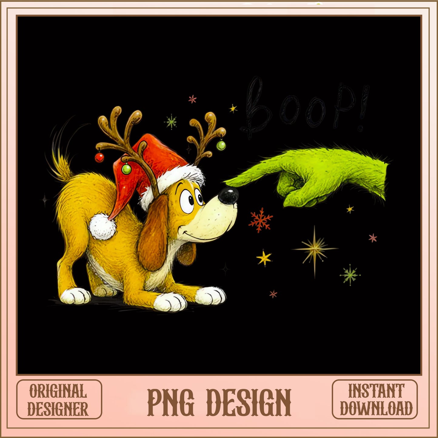 Grinch Boop Dog Christmas PNG, Funny Grinch PNG, Christmas Dog PNG