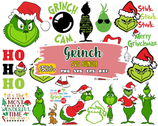 Merry ginchmas bundle svg, santa the grinch​ svg, grinch christmas​ svg