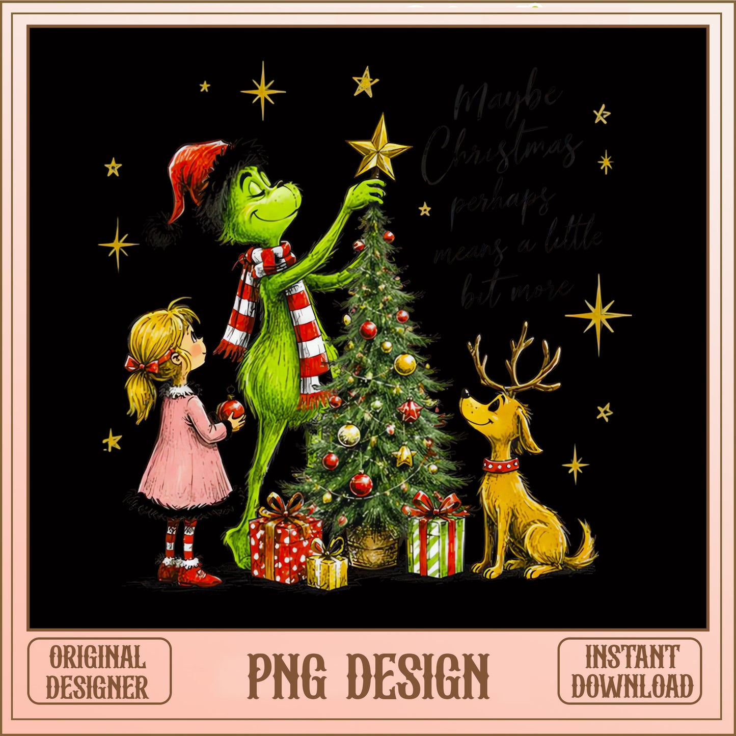 Grinch Christmas Tree PNG, Cindy Lou Who PNG, Holiday PNG