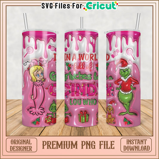 Grinch & Cindy Lou Who Christmas Tumbler PNG