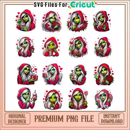 Grinch girl love christmas bundle png, the grinch girl​ png
