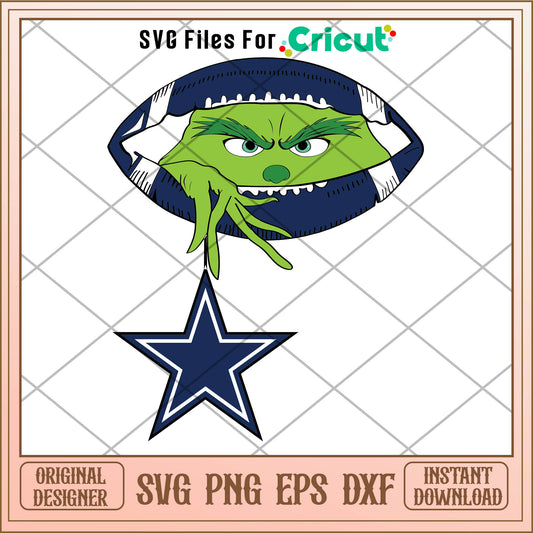 Grinch Hold Dallas Cowboys Logo Football SVG , dallas cowboys svg