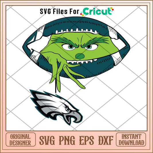 Grinch Hold Philadelphia Eagles Logo Football Svg,eagles logo  svg