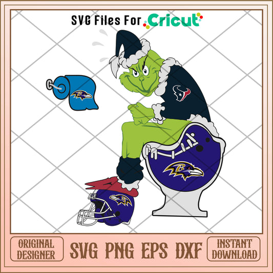 Grinch Houston Texans and Baltimore Ravens SVG, Baltimore Ravens svg
