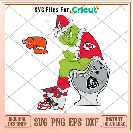 Grinch KC Chief SVG NFL Football Team Graphic Design Cutting File 4