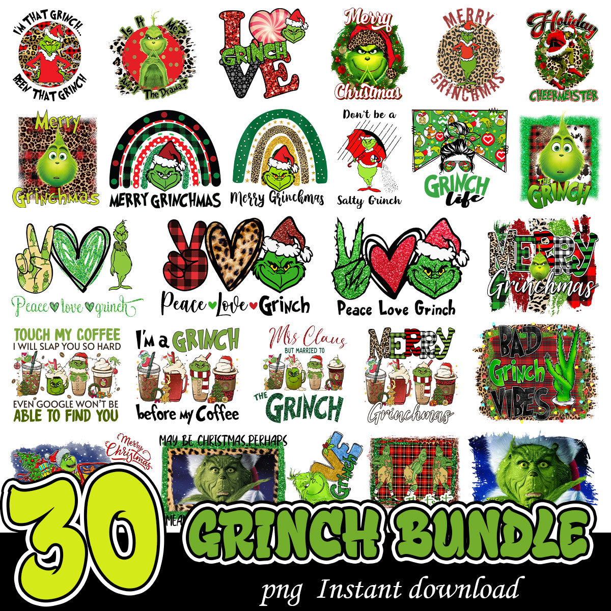 Grinch Merry Grinchmas png bundle, Grinchmas bundle