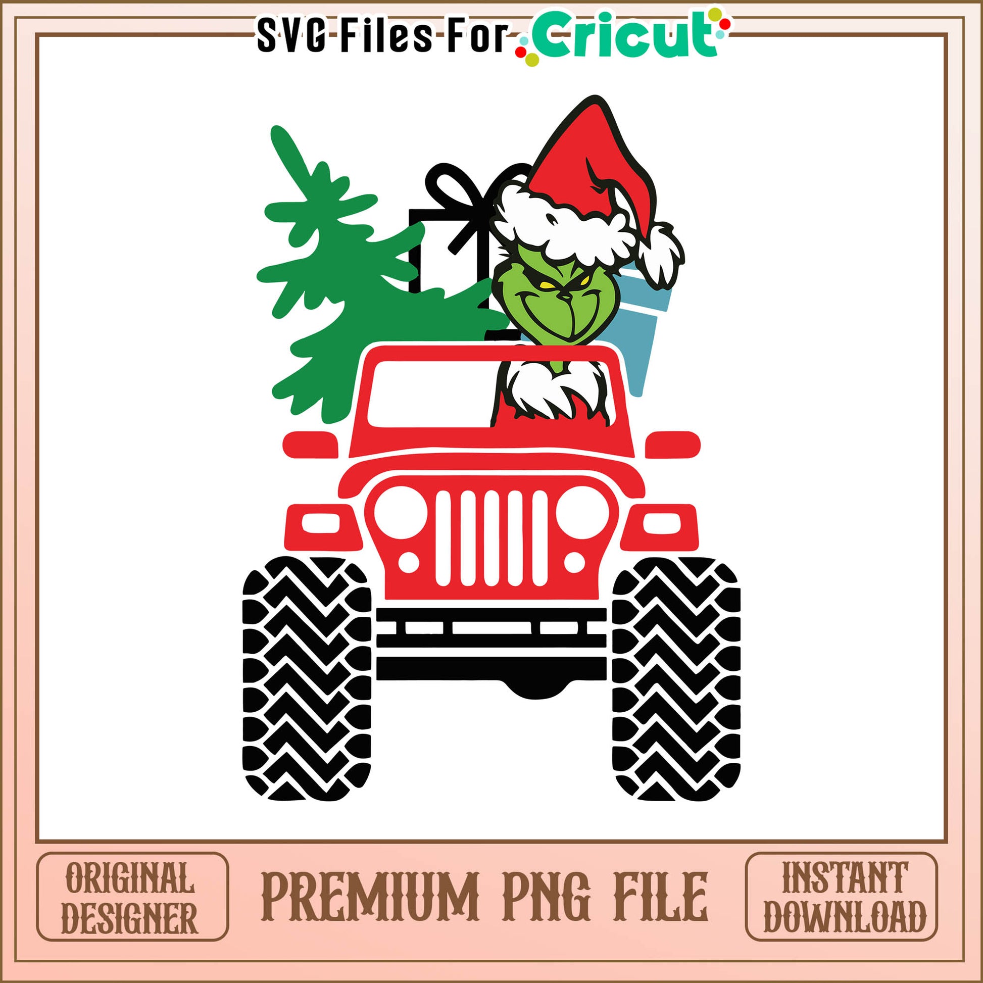 Grinch car pine tree merry christmas png, grinch face png