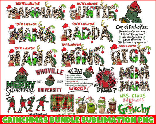 You're a mean one mama grinch leopard bundle png, grinch whoville​ png