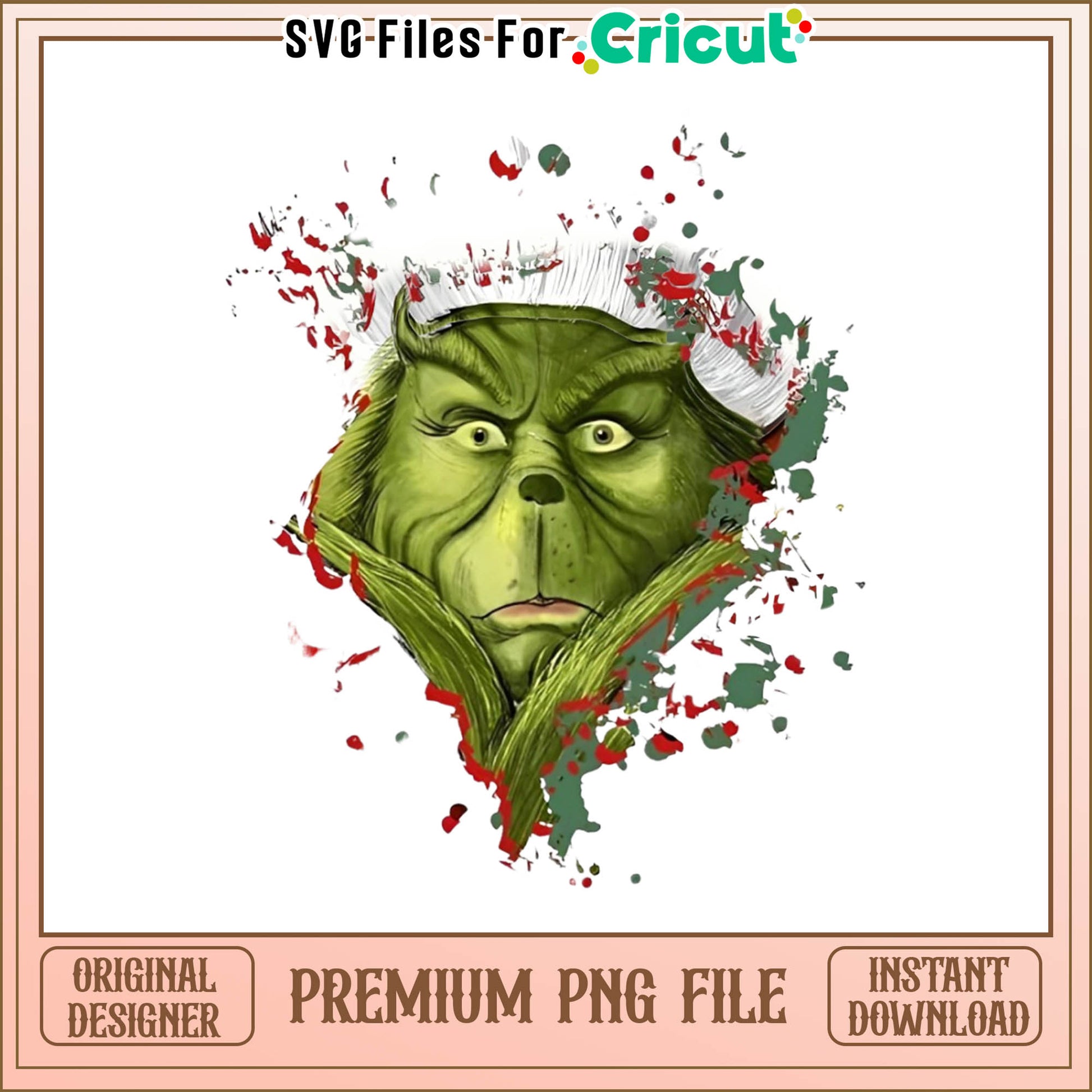 Grinch christmas face png, grinch christmas painting png