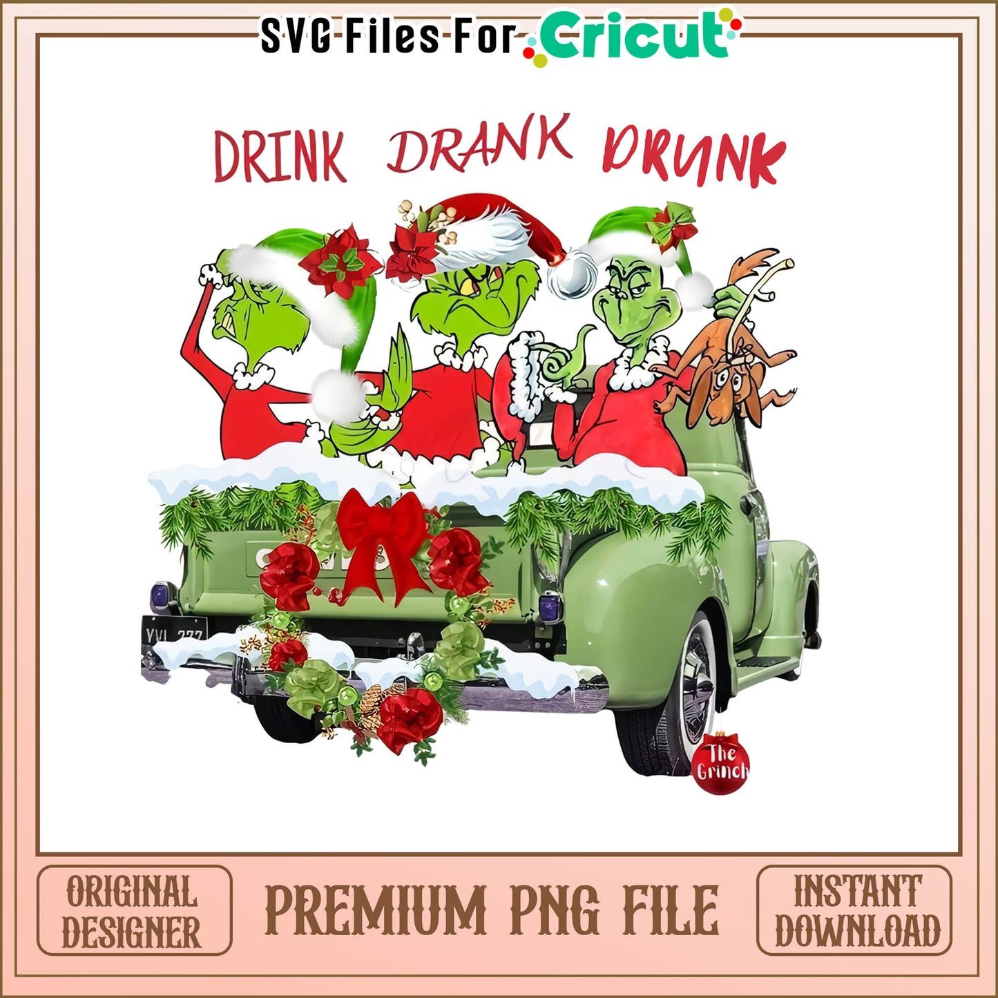 Grinch drink drank drunk on car png, grinch drink christmas on cars png