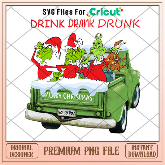 Grinch drink drank drunk png, grinch png, christmas png