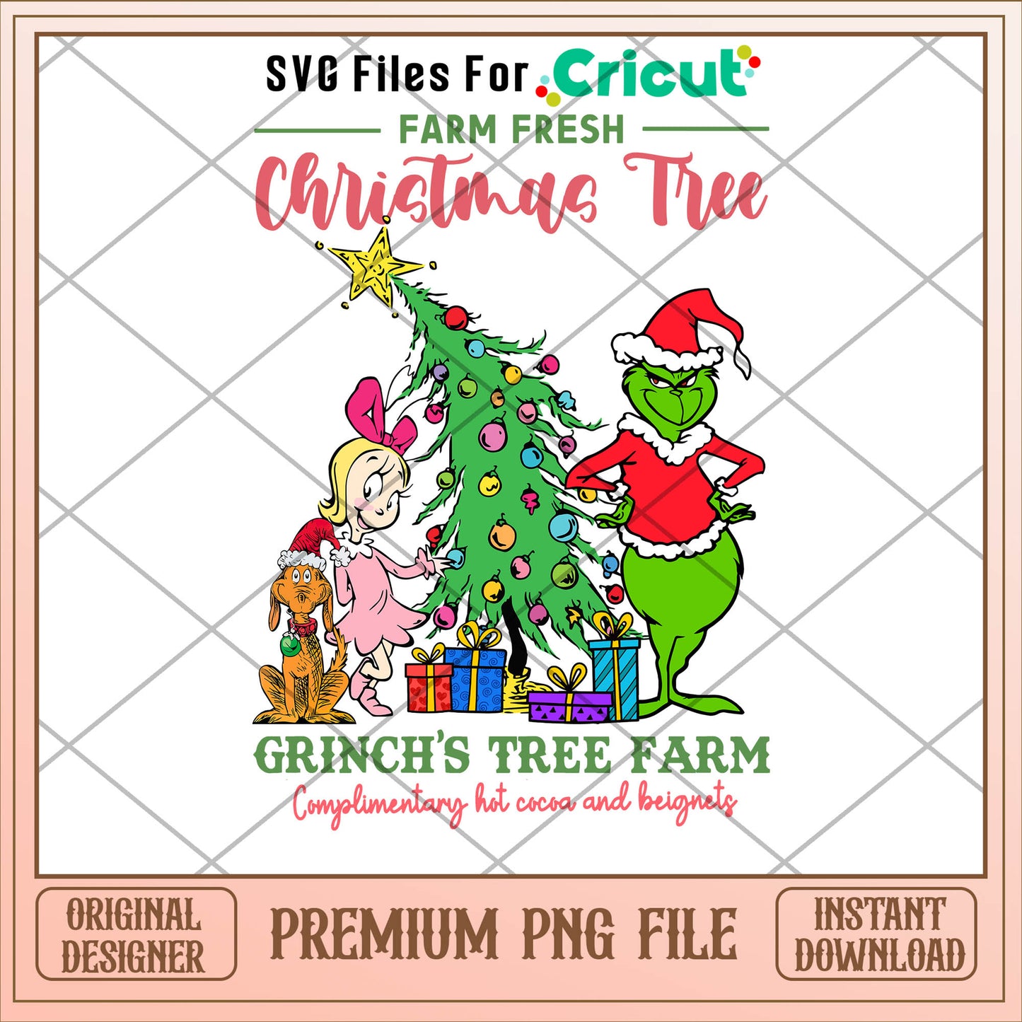Grinch farm fresh christmas tree png, grinch png, christmas png