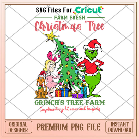 Grinch farm fresh christmas tree png, grinch png, christmas png