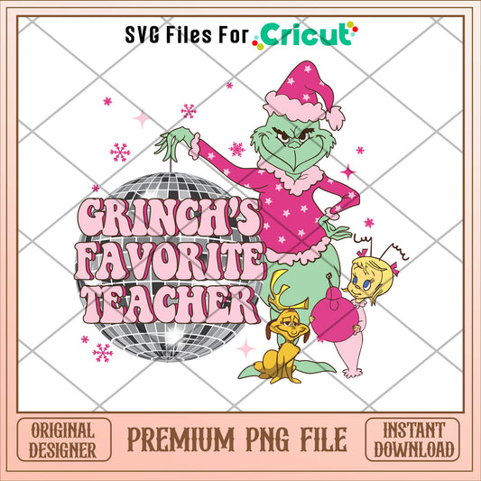 Grinch favorite teacher christmas png, grinch png, christmas png