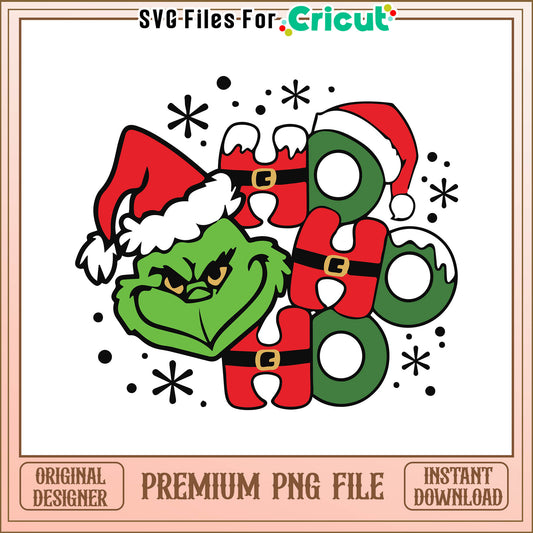 Grinch head hohoho merry christmas png, disney plus the grinch png