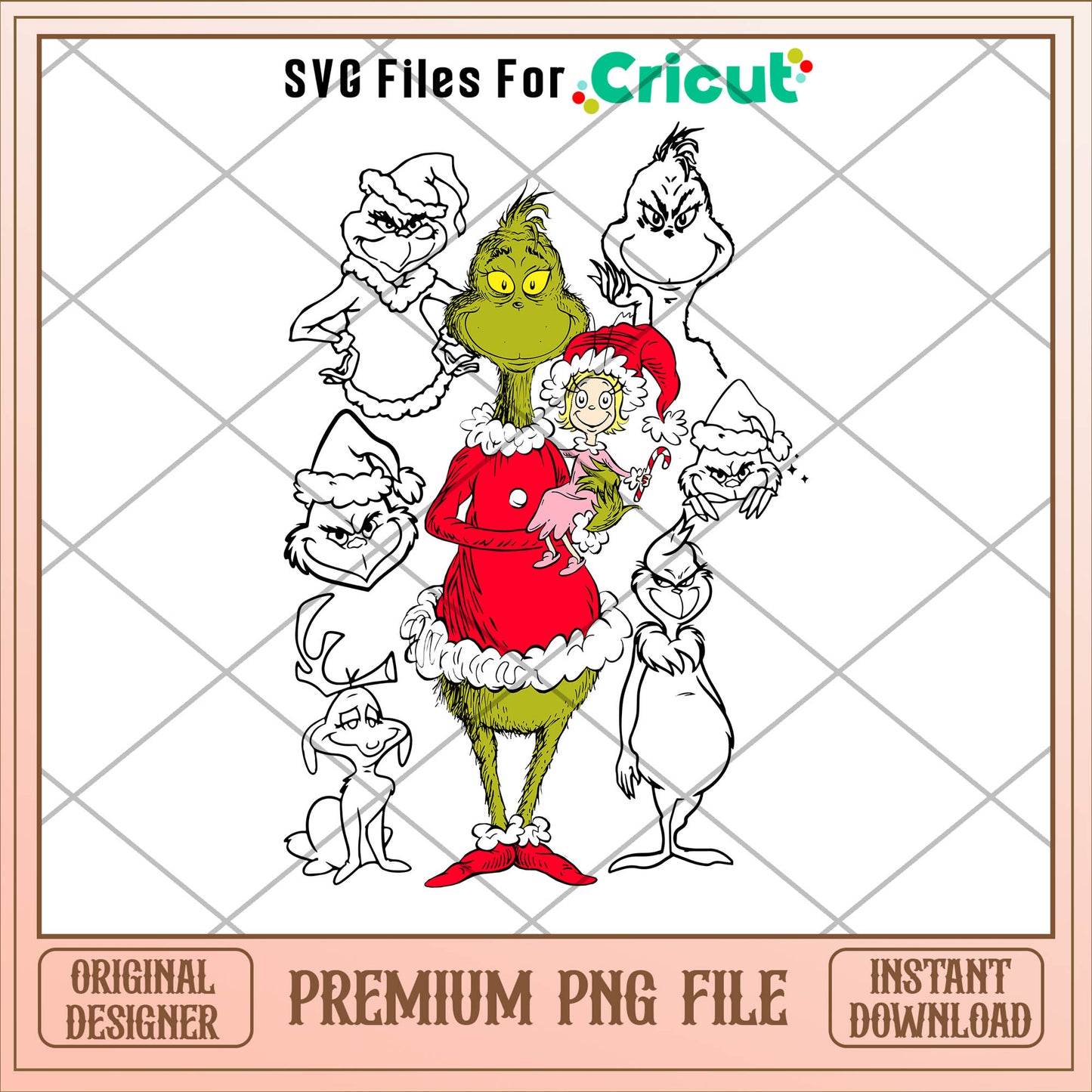 Grinch santa and cindy lou png, grinch png, christmas png