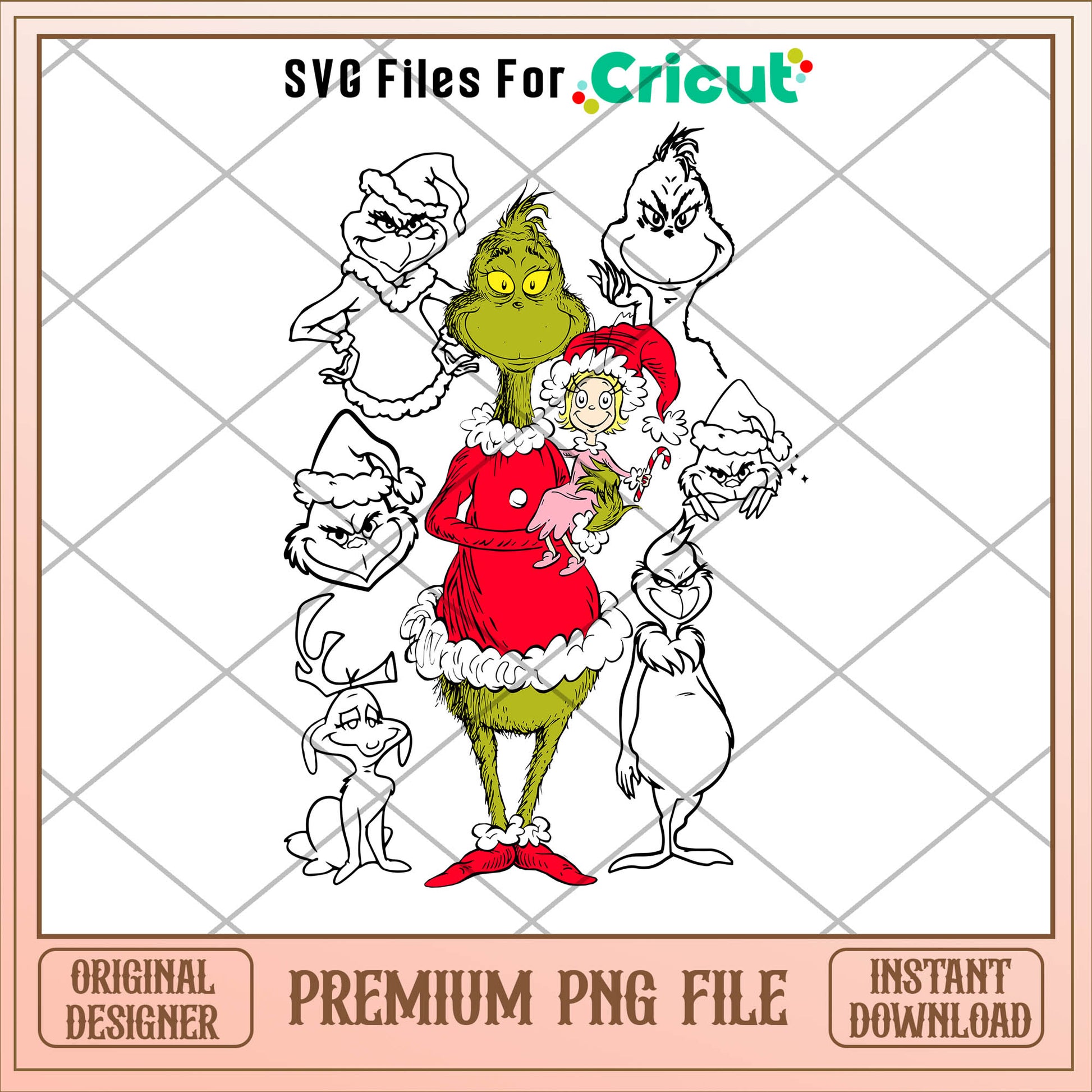 Grinch santa and cindy lou png, grinch png, christmas png