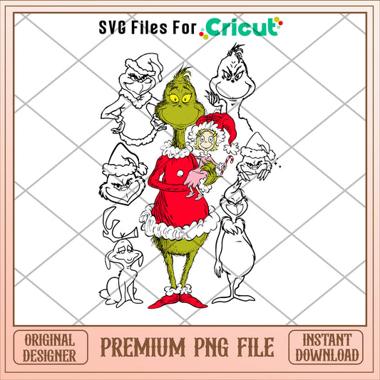 Grinch santa and cindy lou png, grinch png, christmas png