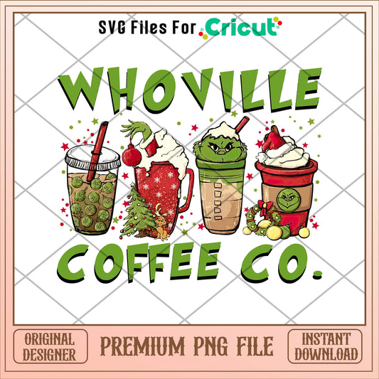 Grinch whoville coffee co png, grinch png, christmas png
