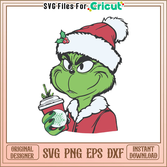 Grinch boujee christmas santa vibe svg, the cartoon grinch movie​ svg