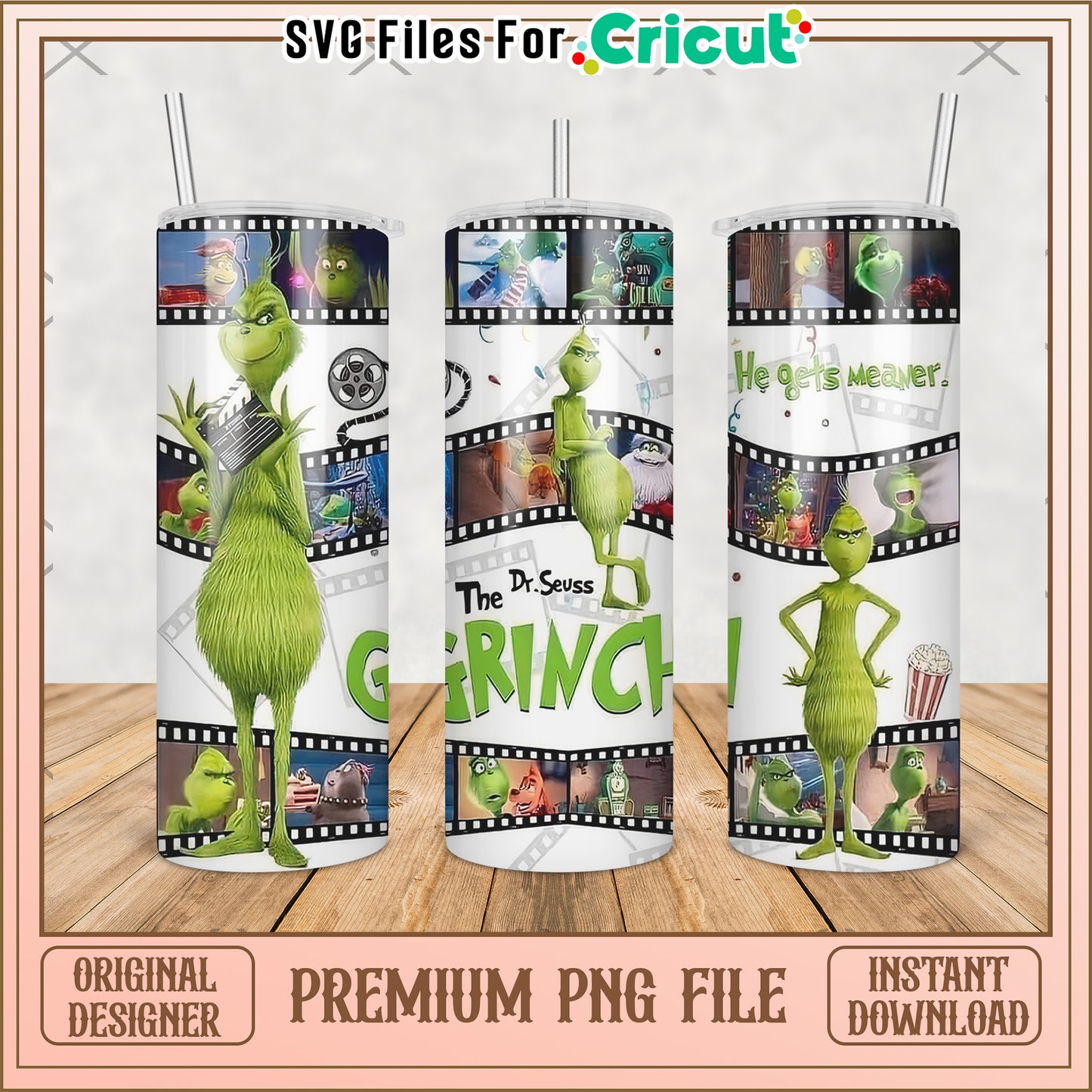 Grinch carton design tumbler png, grinch christmas png, grinch pajamas​ png