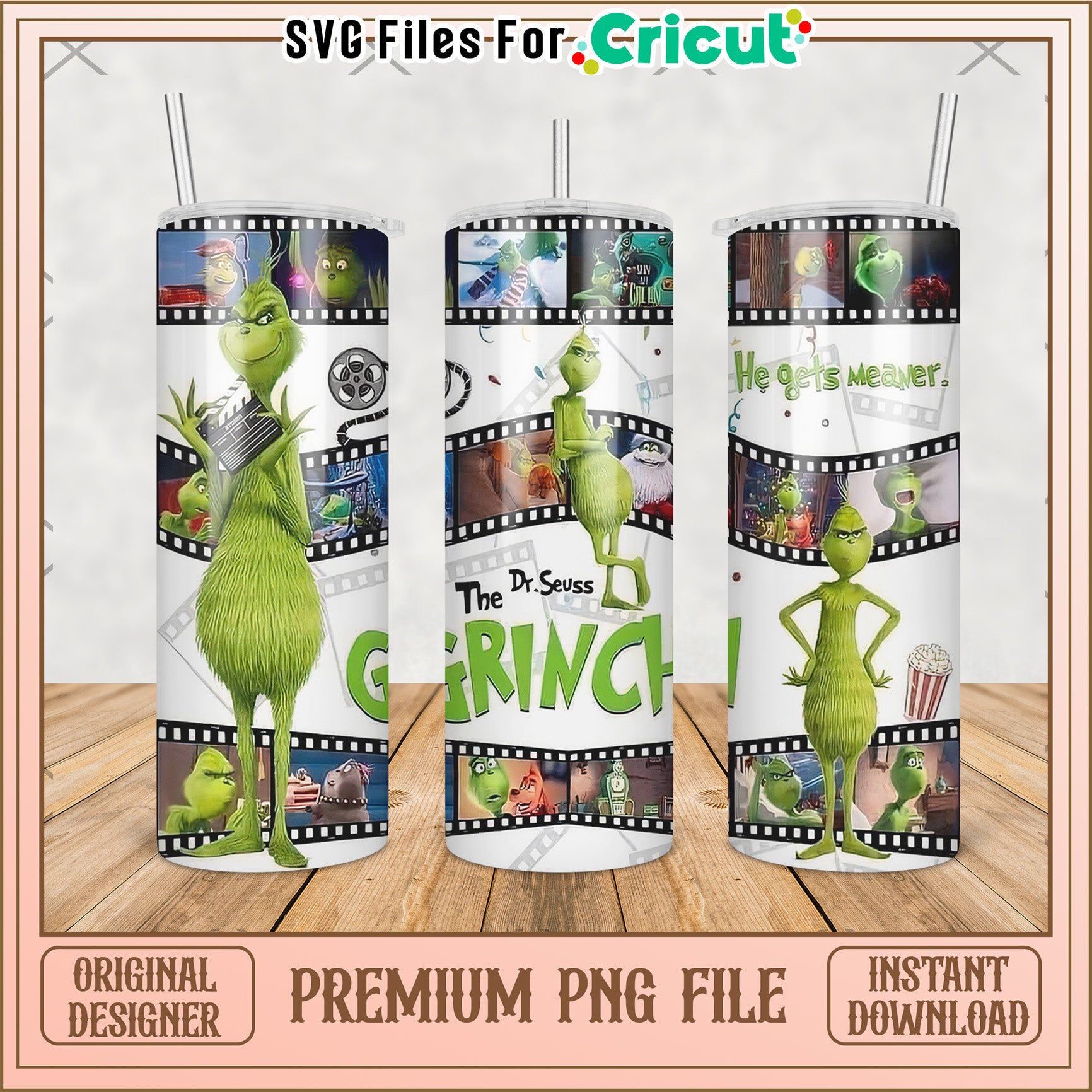 Grinch carton design tumbler png, grinch christmas png, grinch pajamas​ png