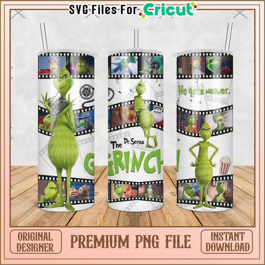 Grinch carton design tumbler png, grinch christmas png, grinch pajamas​ png