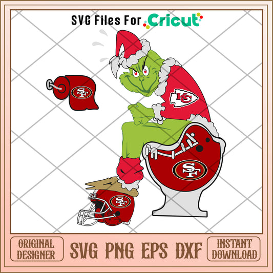 Grinch chiefs and san francisco 49ers svg, cartoon the grinch​ svg