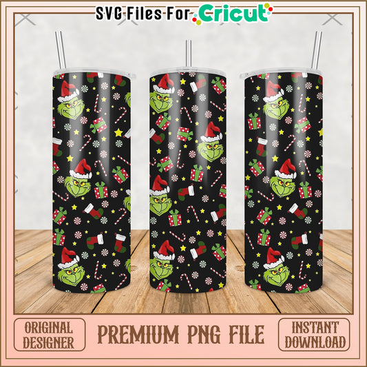 Grinch christmas black tumbler png, baby grinch​ png, grinch christmas tree png
