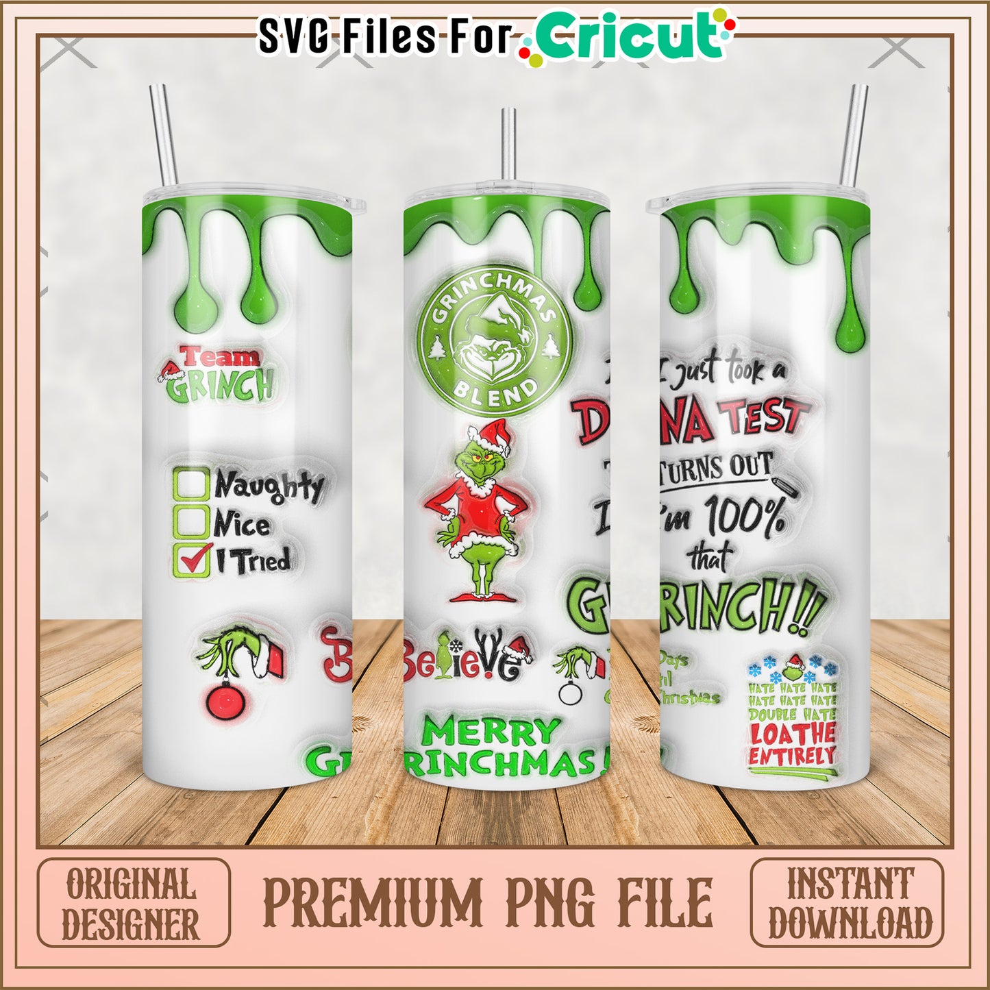 Grinch christmas quotes tumbler png, baby grinch​ png, grinch christmas tree png