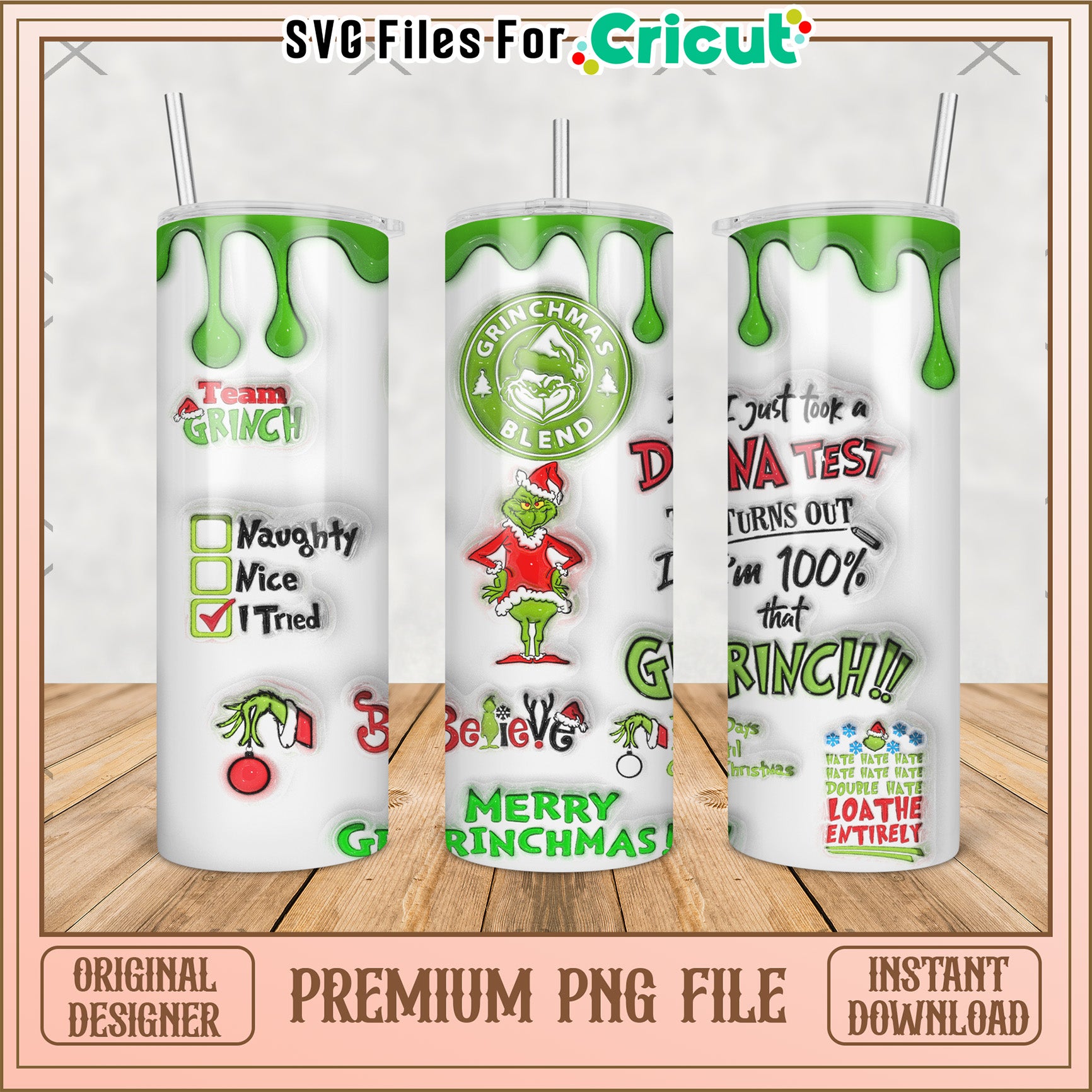 Grinch christmas quotes tumbler png, baby grinch​ png, grinch christmas tree png