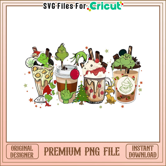 Grinch drinking christmas cup png, grinch merry christmas png