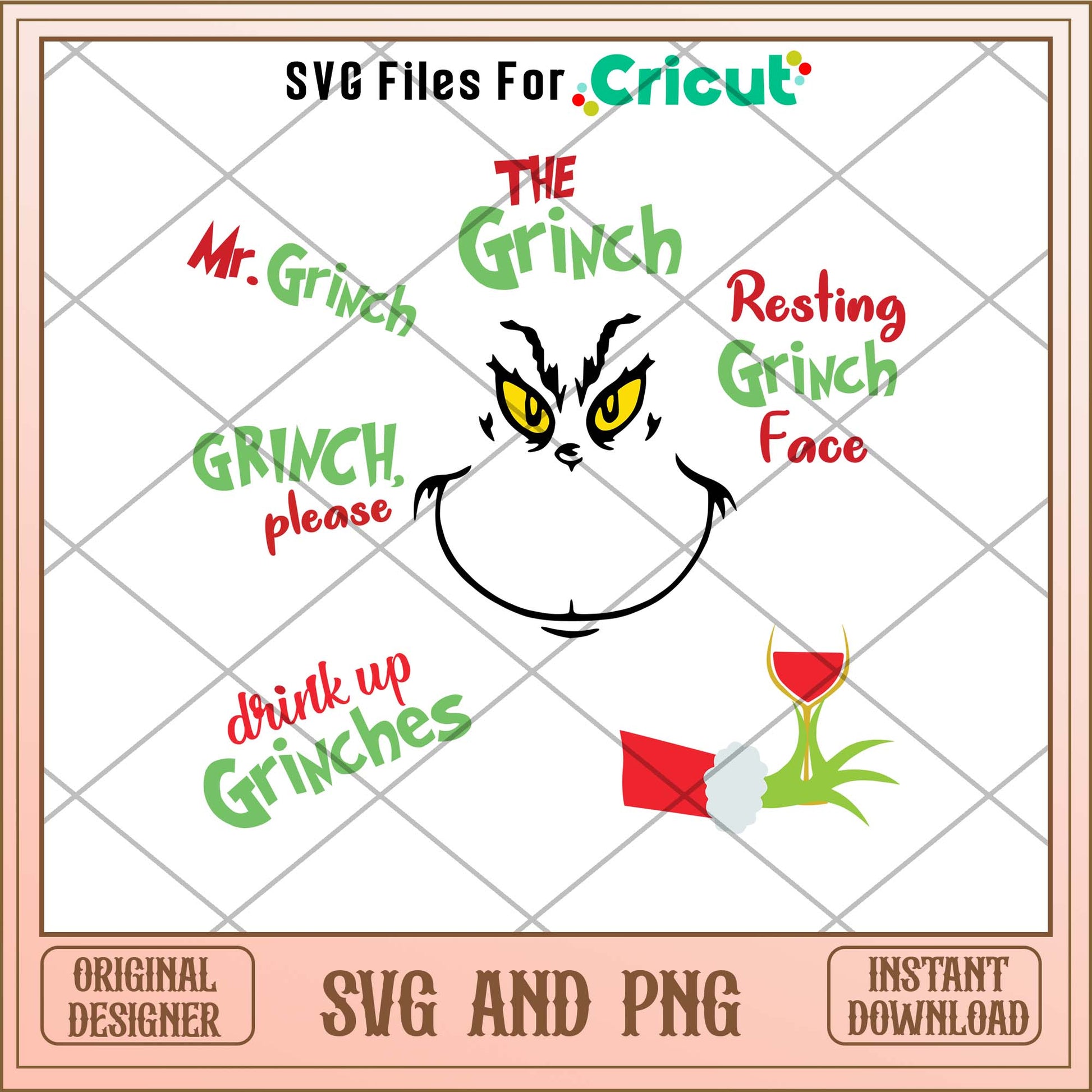 Grinch Christmas Face svg bundle