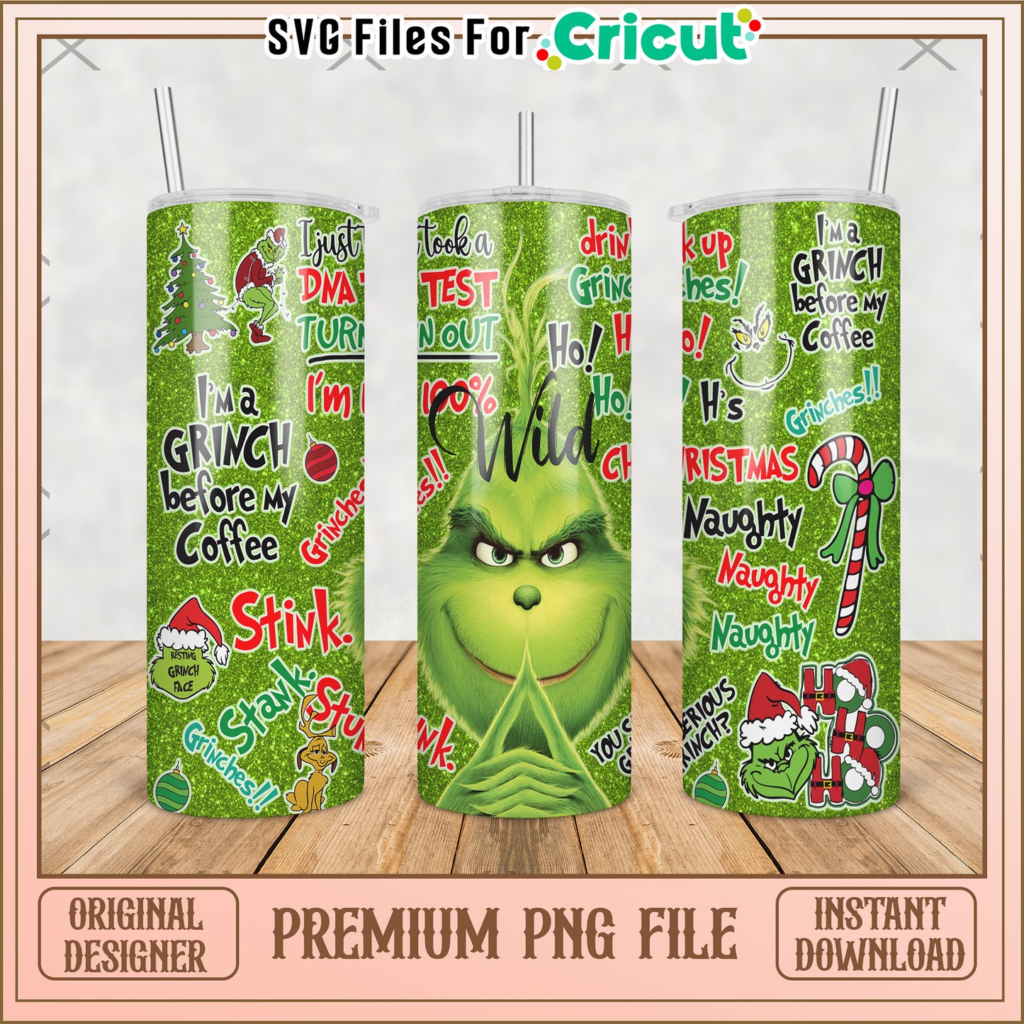 Grinch funny tumbler png, grinch movie​ png, grinch costume​ png