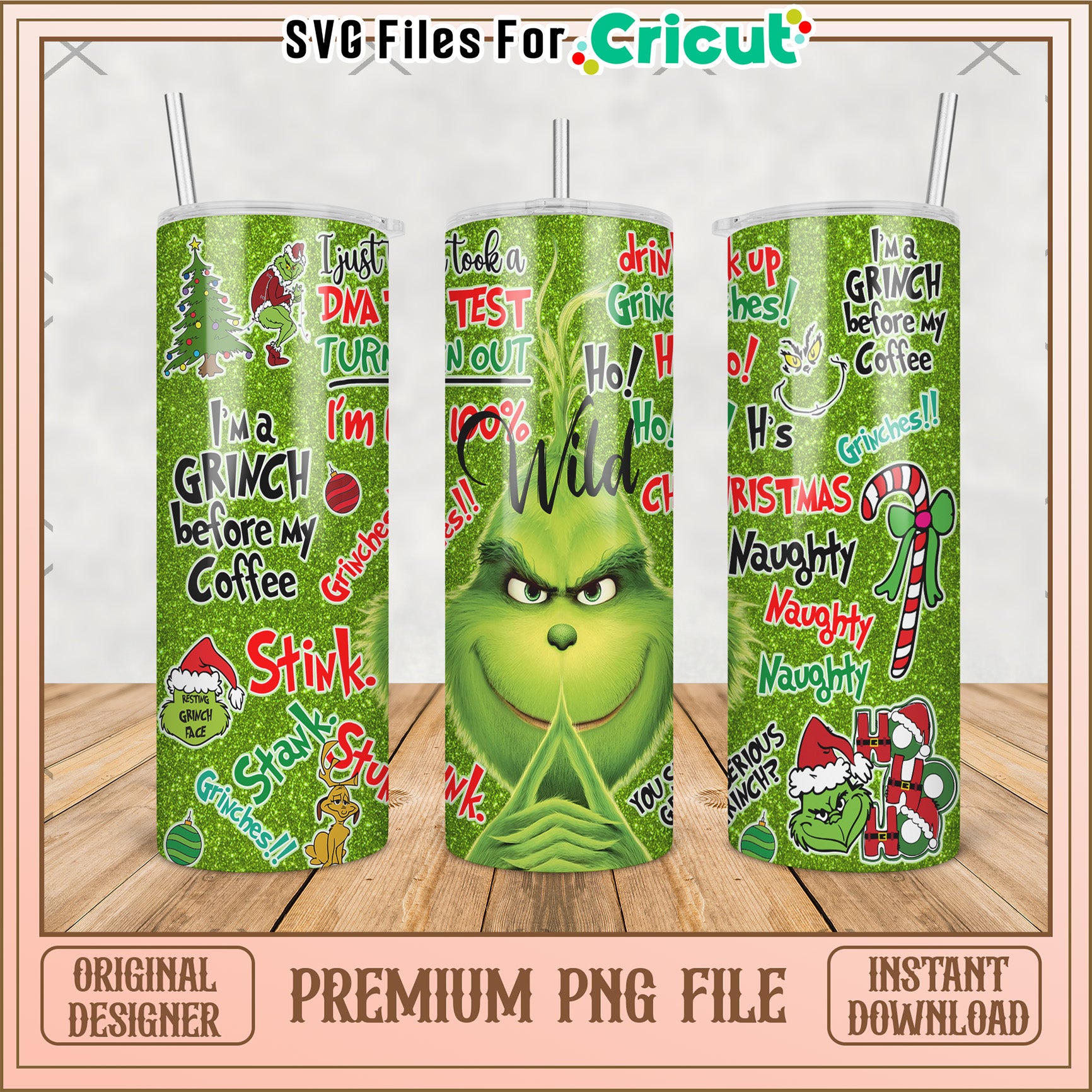 Grinch funny tumbler png, grinch movie​ png, grinch costume​ png