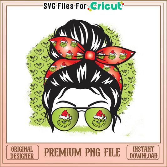 Grinch glasses girl png, grinch glasses​ png, grinch face png